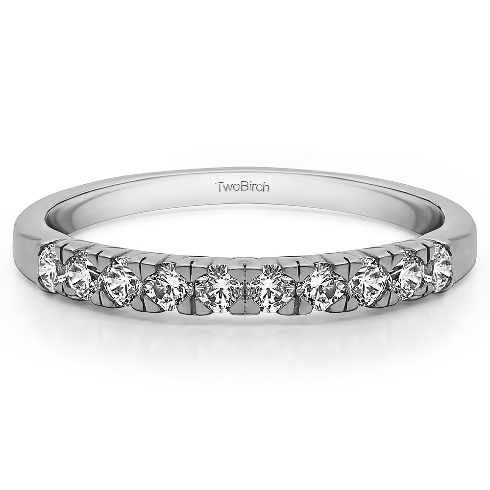 0.3 Carat Ten Stone French Cut Pave Set Wedding Ring