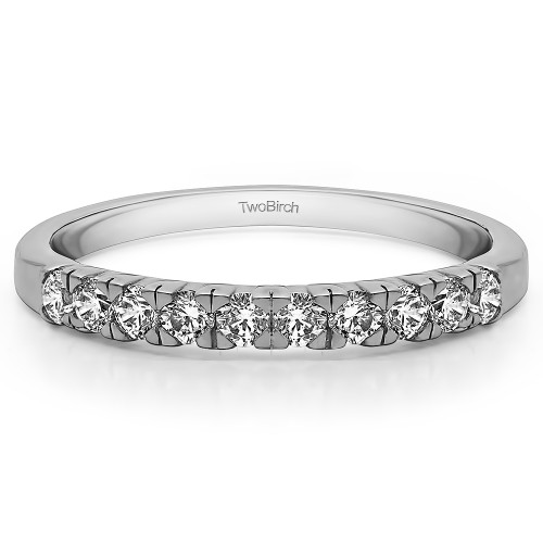 0.3 Carat Ten Stone French Cut Pave Set Wedding Ring