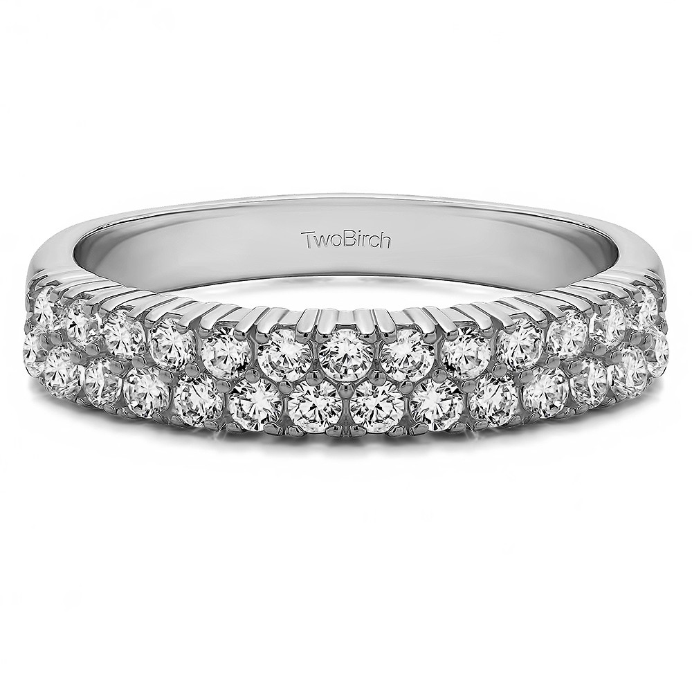 0.58 Carat Double Row U Set Shared Prong Wedding Ring