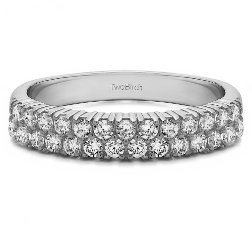 0.58 Carat Double Row U Set Shared Prong Wedding Ring