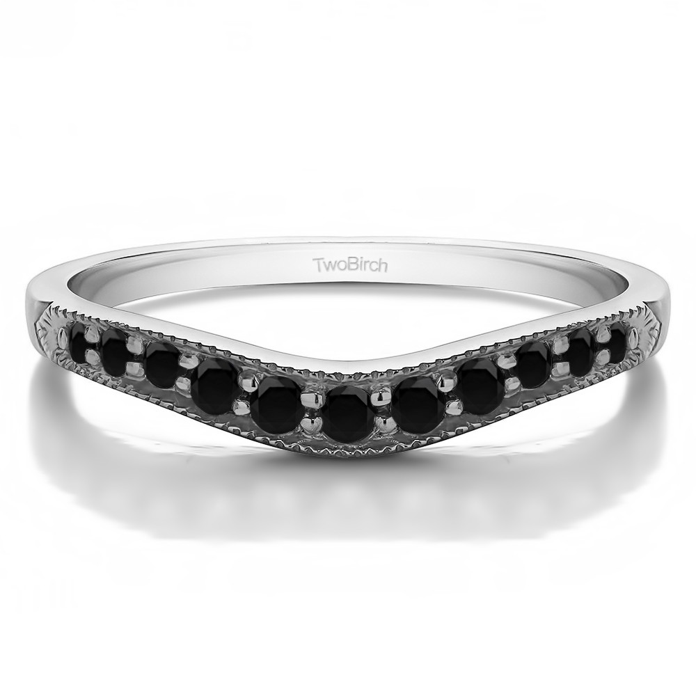 0.2 Ct. Black Millgrained Edge Shared Prong Shadow Band