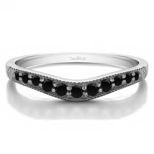 0.2 Ct. Black Millgrained Edge Shared Prong Shadow Band