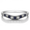 0.2 Ct. Sapphire and Diamond Millgrained Edge Shared Prong Shadow Band