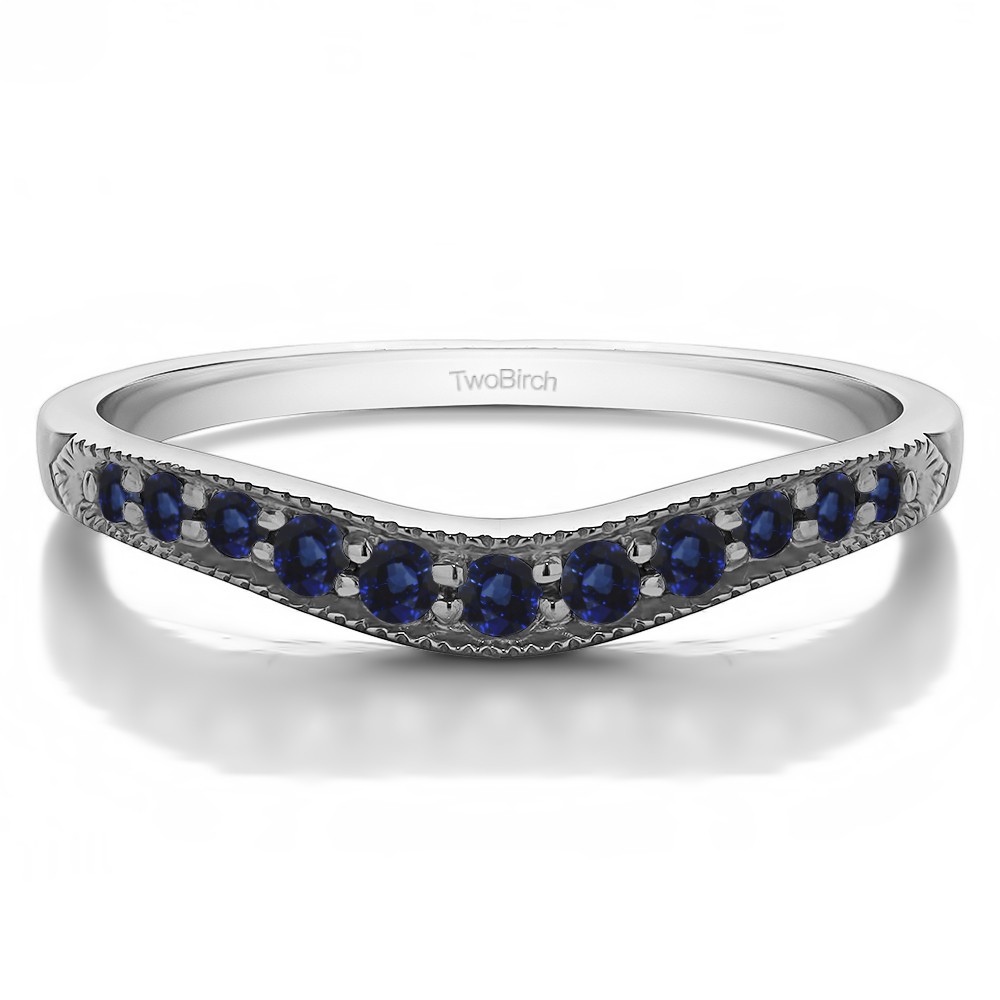 0.2 Ct. Sapphire Millgrained Edge Shared Prong Shadow Band