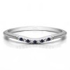 0.06 Ct. Sapphire and Diamond Thin Eleven Stone Shared Prong Curved Ring
