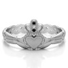 0.02 Carat Black and White Celtic Claddagh Wedding Ring