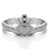 0.02 Carat Sapphire and Diamond Celtic Claddagh Wedding Ring