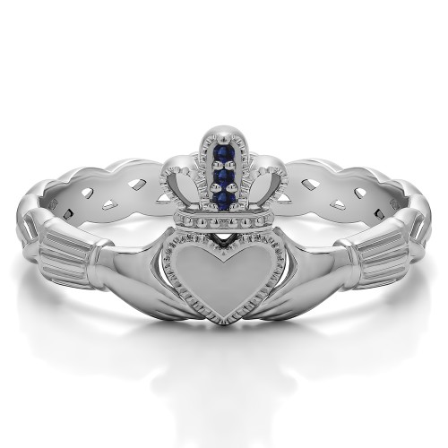 0.02 Carat Sapphire Celtic Claddagh Wedding Ring