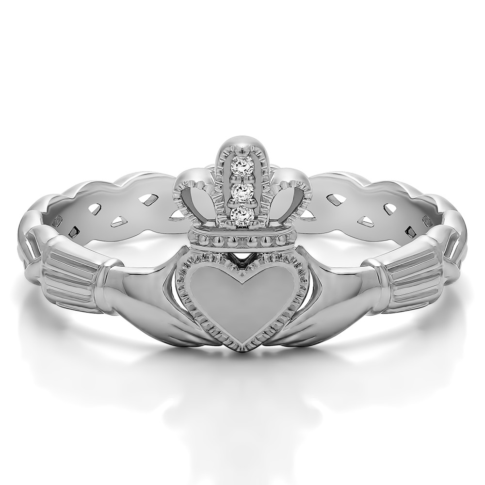 0.02 Carat Celtic Claddagh Wedding Ring
