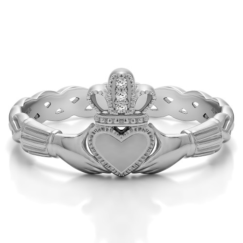 0.02 Carat Celtic Claddagh Wedding Ring