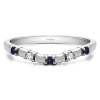 0.1 Ct. Sapphire and Diamond Five Stone Wide Bar Set Curved Contour Ring