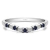0.1 Ct. Sapphire Five Stone Wide Bar Set Curved Contour Ring