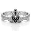 0.07 Carat Black Celtic Claddagh Wedding Ring with Pave Heart