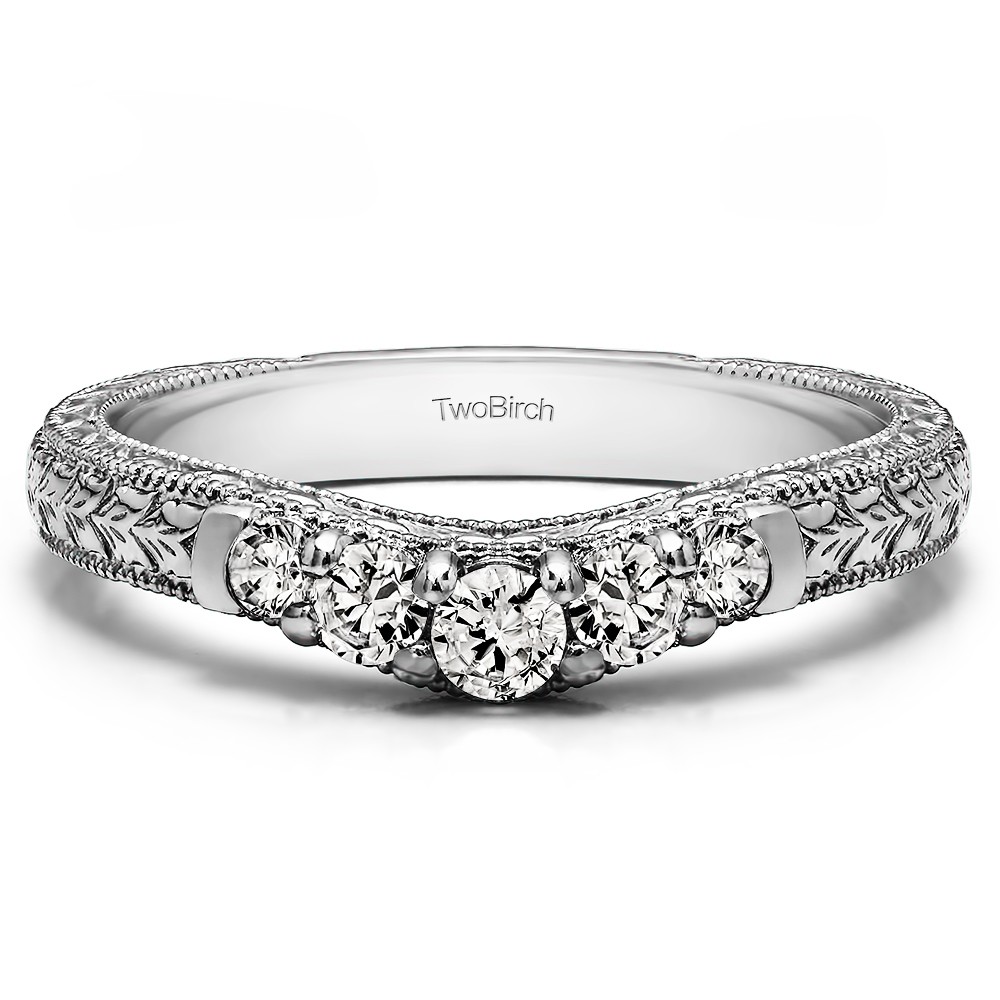 0.33 Ct. Vintage Engraved Curved Ring