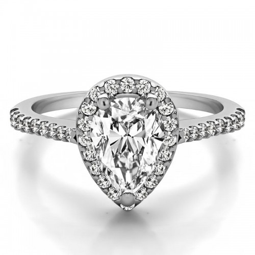 1 Ct. Pear Classic Halo Pave Engagement Ring